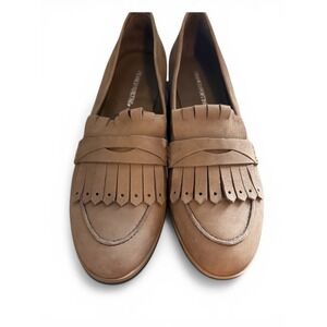Franco Fortini Womens Tan Leather Kiltie Fringe Penny Loafers Slip On Shoes